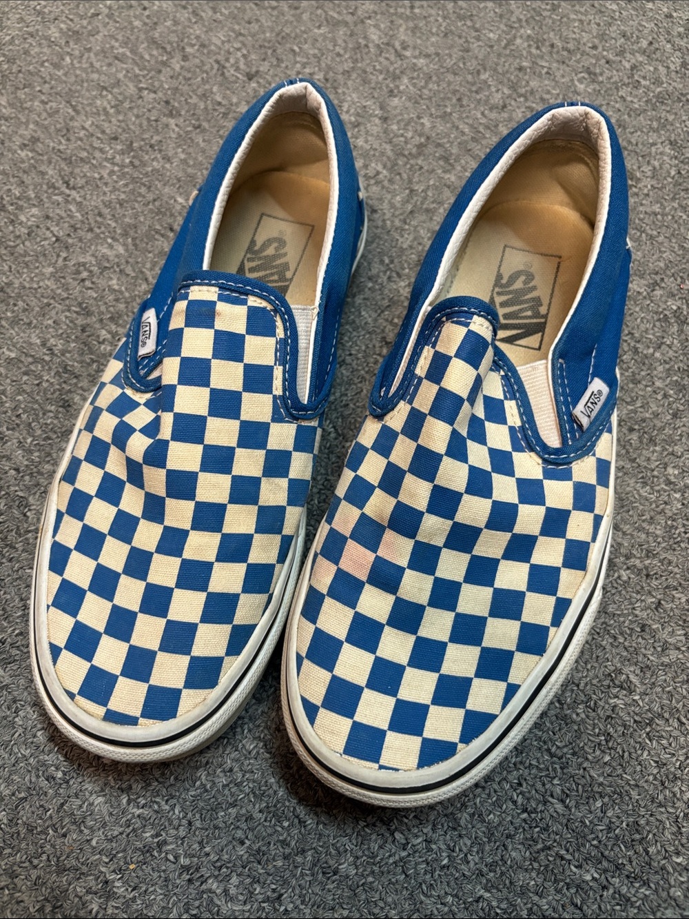 Vans Womens Slip-On Checkerboard Shoes - Blue